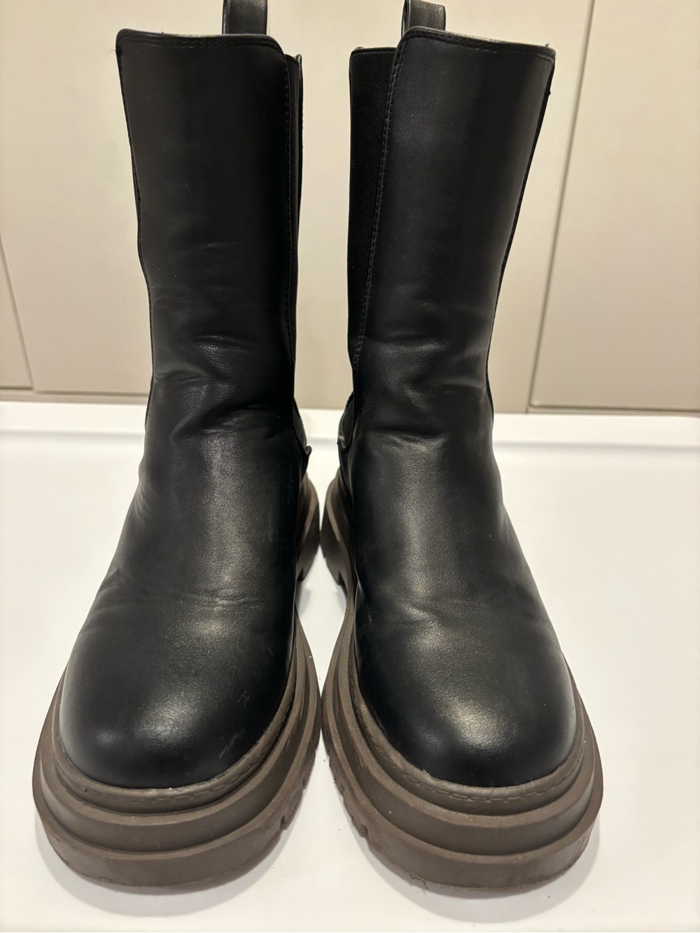 Primark Black Platform Chelsea Ankle Boots